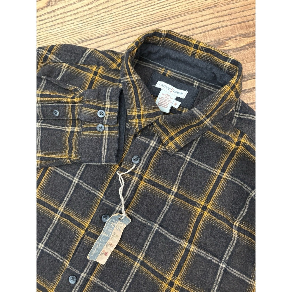 Carbon2Cobalt Men's Medium Timbers Flannel‎ Brown/Gold Plaid Long Sleeve Shirt